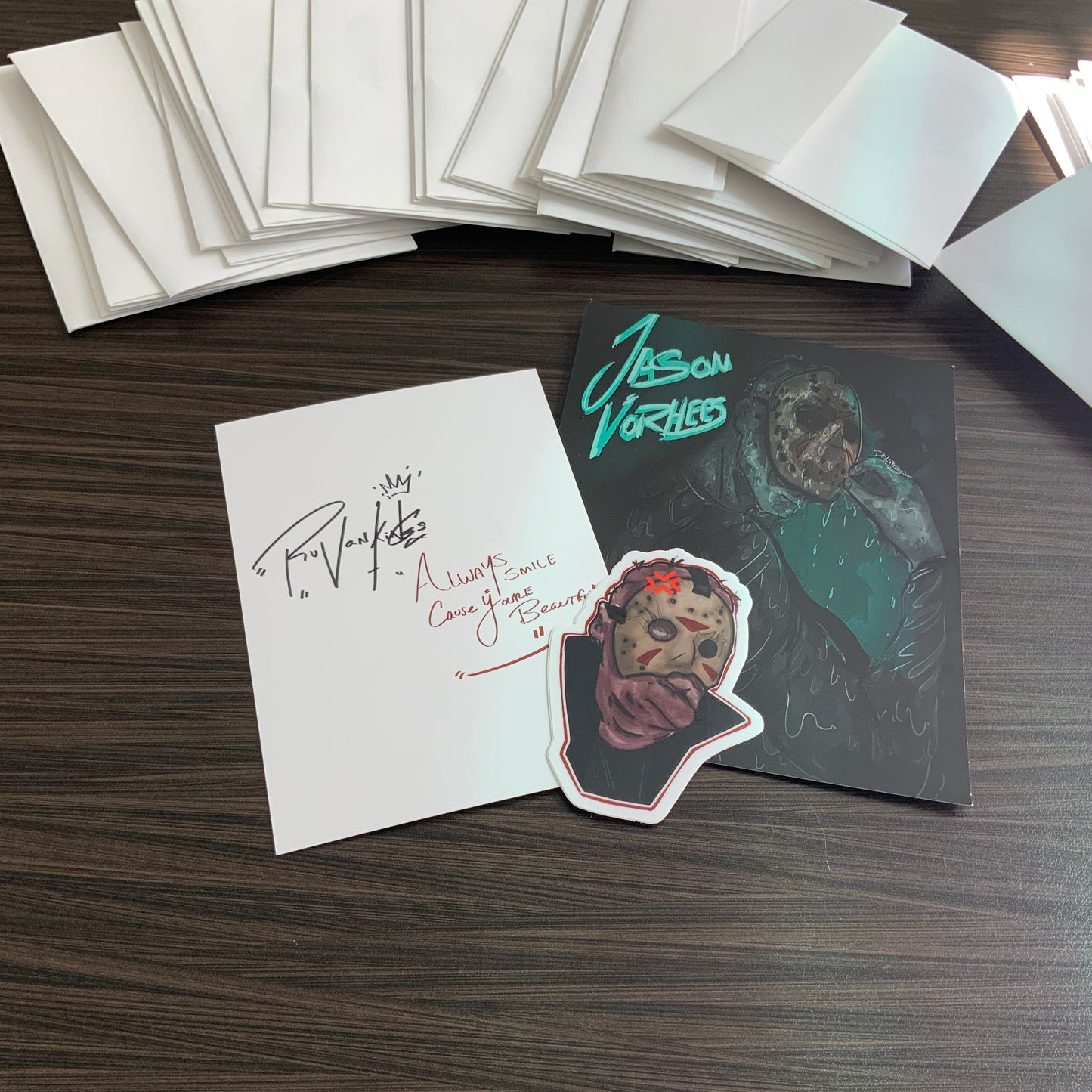 Horror Slasher Combo Pack: Michael Myers, Jason Voorhees Stickers, Keychain+ Print!